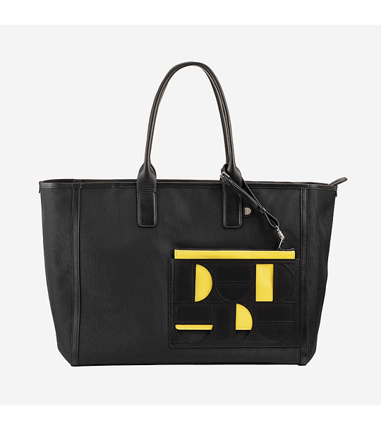 Голяма чанта в черно и жълто ELLEN снимка