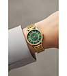Дамски златист часовник с зелен перлен циферблат -1 снимка