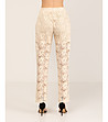 Бежови широки панталони от дантела-1 снимка