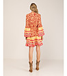 Къса рокля с принт в оранжево и червено-1 снимка