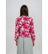 Дамска фуксия риза с флорален принт-3 снимка