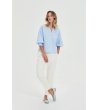 Дамска светлосиня риза с 3/4 ръкав-4 снимка
