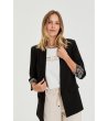 Дамско черно сако с 3/4 ръкав и принтирана маншета-4 снимка