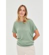 Дамска зелена блуза с къс ръкав-1 снимка