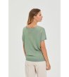 Дамска зелена блуза с къс ръкав-2 снимка