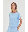 Дамска светлосиня блуза с къс ръкав-4 снимка