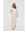 Дамски бежови панталон с широк крачол-2 снимка