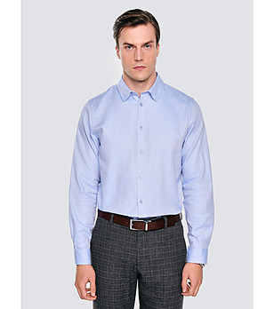 Синя памучна мъжка риза с дълъг ръкав GUBERNO снимка