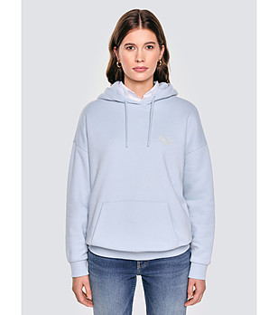 Светлосин памучен суитшърт с качулка RAISALA  снимка