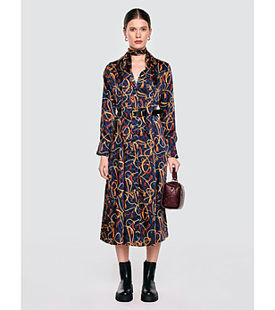 Тъмносиня рокля с колан UMI снимка