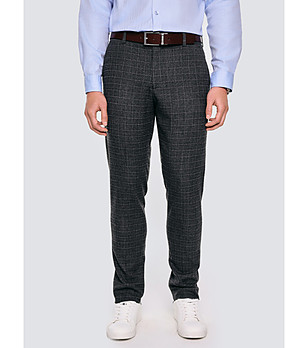 Тъмносив мъжки панталон с каре JORDINI снимка