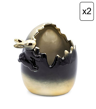 2 бр черни декоративни купички с ефект омбре 15x14x11 см снимка