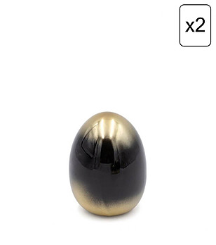 2 бр черни декоративни яйца със златист омбре ефект 6x8 см снимка