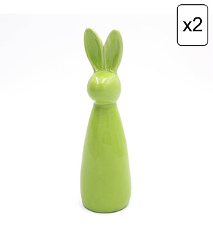 2 бр зелени декоративни фигурки Заек 8x8x28 см снимка