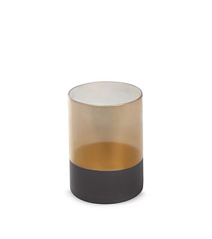 Кафяво-златист стъклен свещник 15x20 см снимка