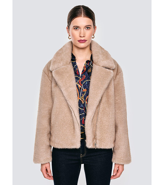 Бежово палто от еко кожа GODIVASA снимка