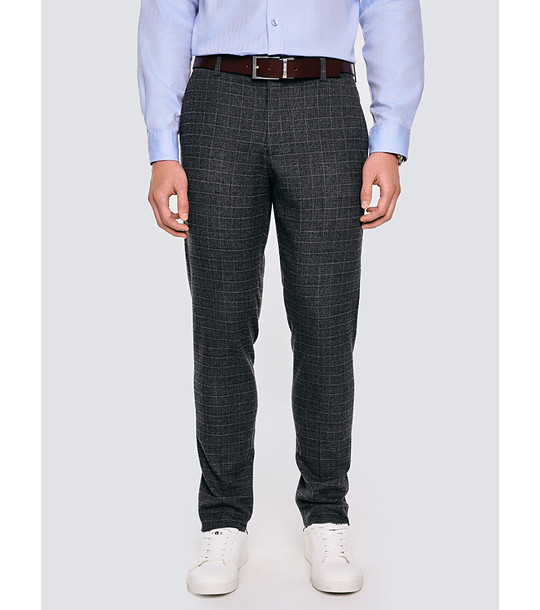 Тъмносив мъжки панталон с каре JORDINI  снимка