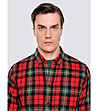 Червена мъжка памучна риза на каре SENSITEWO -1 снимка