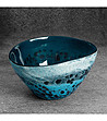 Тъмносиня стъклена декоративна купа 23x17x11-1 снимка