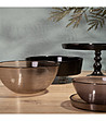 Черна стъклена чиния тип плодиера с релефна повърхност 16x2 см-3 снимка