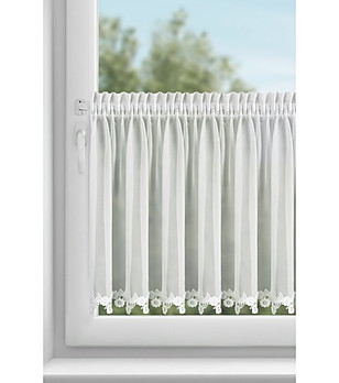 Бяло шифонено перде с бродирана апликация 60x150 см снимка