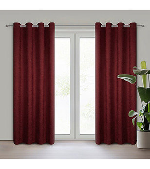 Бордо перде от кадифена материя с халки 140x250 см снимка