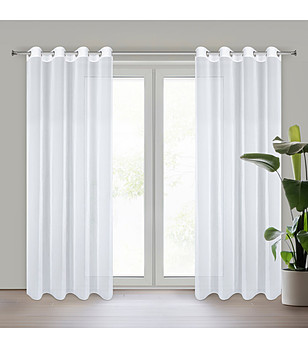 Бяло шифонено перде с халки 135x270 см снимка
