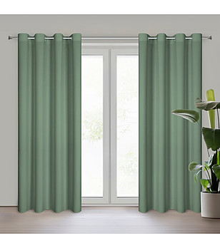 Тъмноментово матово перде с халки 140x250 см снимка