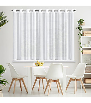Бяло перде от матова етамина с халки 350x150 см снимка