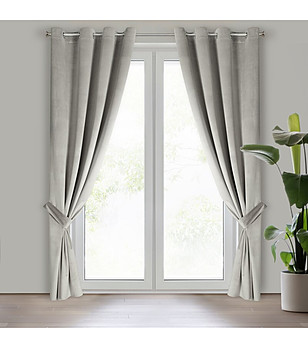 Сива велвет завеса с халки 140x270 см снимка