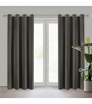 Графитено затъмняващо перде с халки 140x270 см снимка