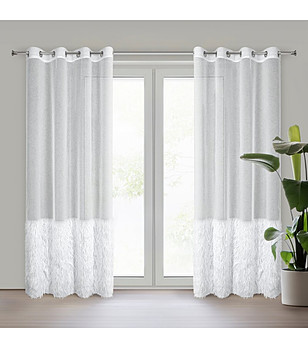 Бяло перде с ресни на халки 140x250 см снимка