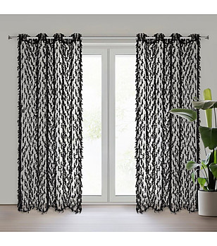 Черно перде с дизайнерски релеф 140x250 см снимка