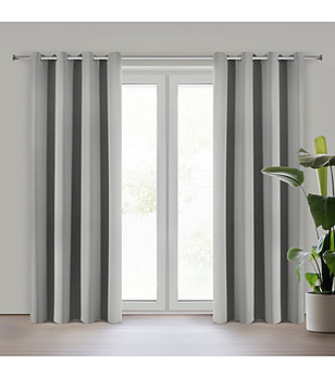 Сребриста затъмняваща завеса с халки 140x250 см снимка