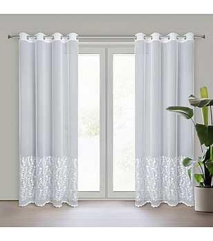 Бяло перде с цветна апликация 140x250 см снимка