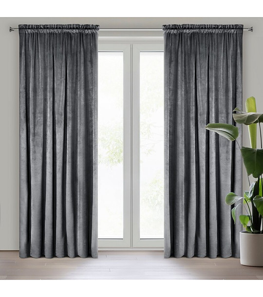 Графитено кадифено перде с перделик 135x300 снимка
