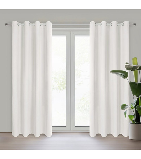 Кремава плътна завеса с халки 140x250 см снимка