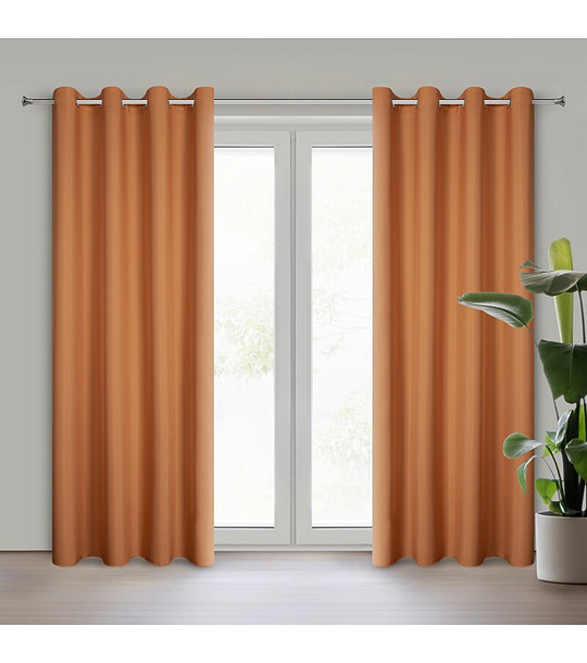 Кафяво матово перде с халки 140x250 см снимка