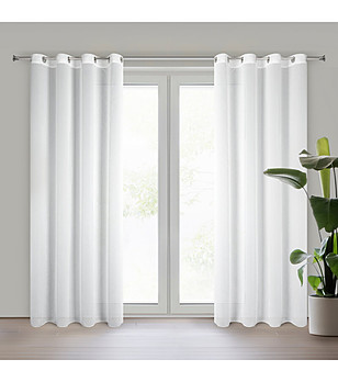 Бяло гладко перде с халки 140x250 см снимка
