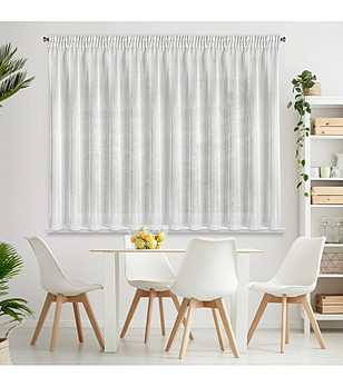 Бяло перде със сребристи квадратчета 300x150 см снимка