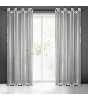 Сребристо перде на райета с халки 140x250 см снимка