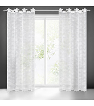 Бяла перде тип дъждовен ефект с халки 140x250 см снимка