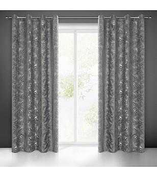 Сиво кадифено перде с релефни листа 140x250 см снимка
