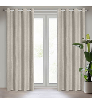 Бежово едноцветно перде с халки 140x250 см снимка