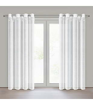 Бяло перде с апликация на звездички 140x250 см снимка