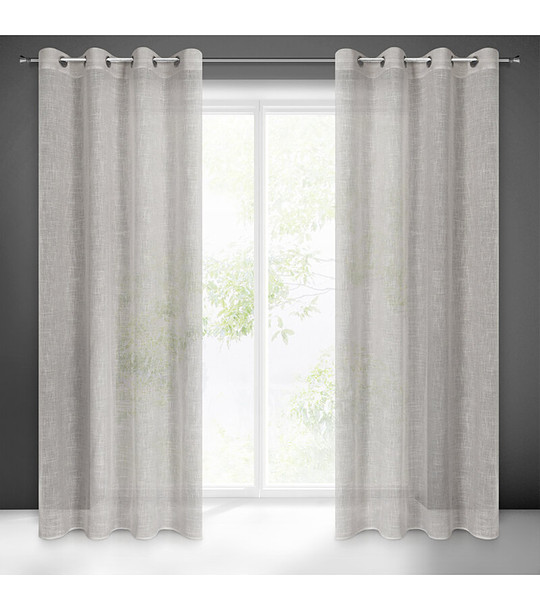Сиво перде тип мрежа с халки 140x250 см снимка