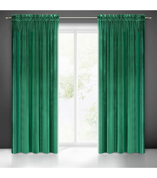 Зелено кадифено перде с блясък 140x270 см снимка