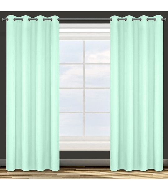 Светломентова едноцветна завеса с халки 140x250 снимка