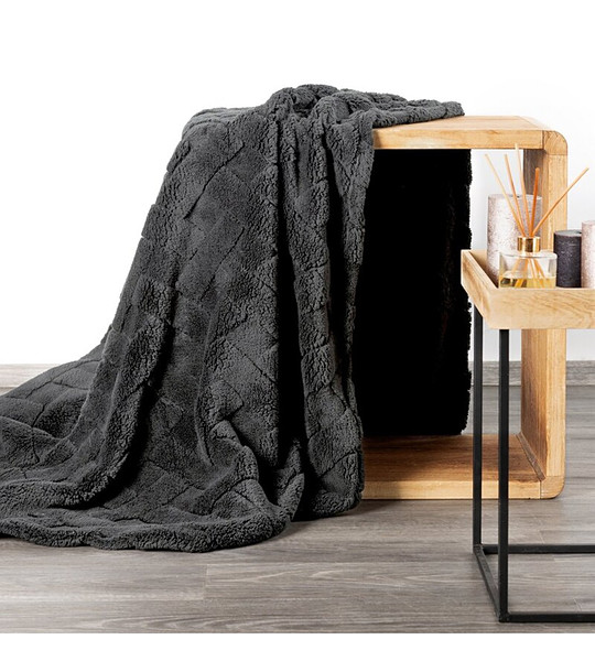 Стоманеносиво одеяло с релефен шарен мотив 150x200 снимка
