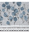 Бяло перде със сини цветя и дантела 150x30 см -4 снимка